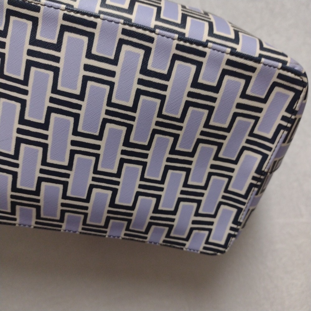 Kate Spade New York Geometric Link Print Tote Blue Navy Saffiano PVC Bag Only - Picture 3 of 9